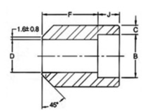 DIMENSIONES DEL Boss DE SOLDADURA DE SOCKET PARA CONEXIÓN DE ALTA PRESIÓN